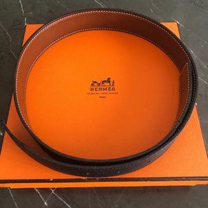 HERMES authentic reversible black/brown leather belt strap - Size 65